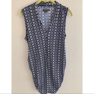 Navy & White Sleeveless Side Ruched Maternity Top